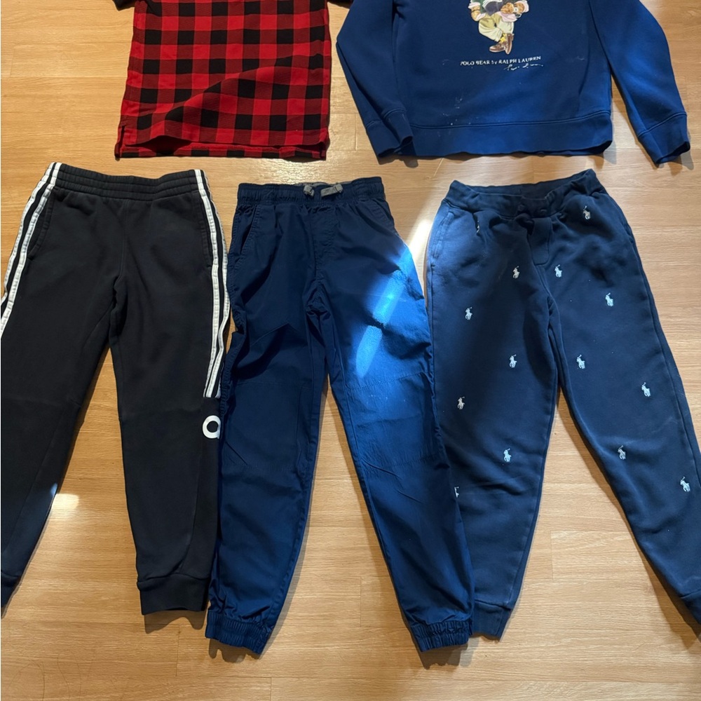 Kids Navy Blue Joggers with Embroidered Design
